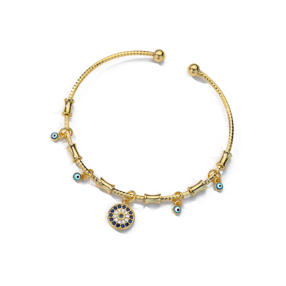 Luxury Evil Eye Bracelet: Stainless Steel Turkish Bangle for Women. 2023 Wedding Jewelry.