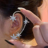 Silver plated metal butterfly earrings with sparkling zircon accents - non-pierced ear cuffs for women as fashionable jewelry