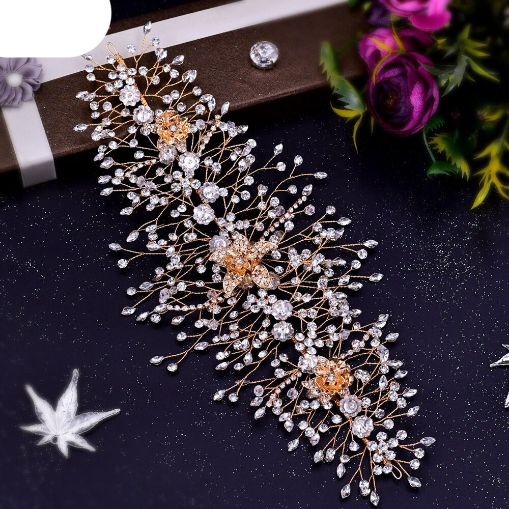 Crystal Rhinestone Flower Brooch Brooches SILVER l GOLD l Bridal l Bridesmaids