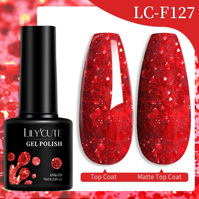 LILYCUTE 7ML Nail Gel Polish Glitter Sequins Gel