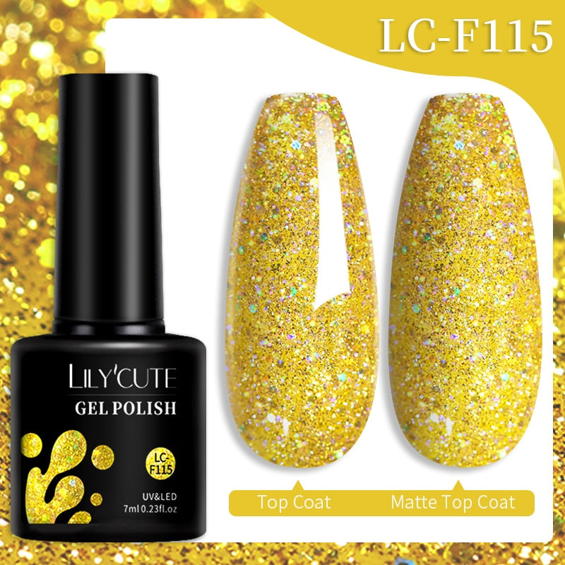 LILYCUTE 7ML Nail Gel Polish Glitter Sequins Gel