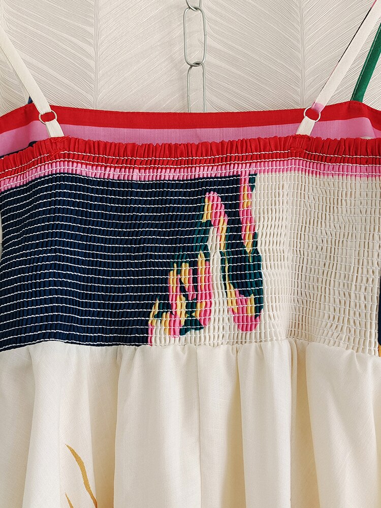 Designer Summer Dress: Stylish Spaghetti Strap Camisole for Vacation Vibes
