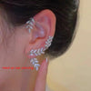 Silver plated metal butterfly earrings with sparkling zircon accents - non-pierced ear cuffs for women as fashionable jewelry