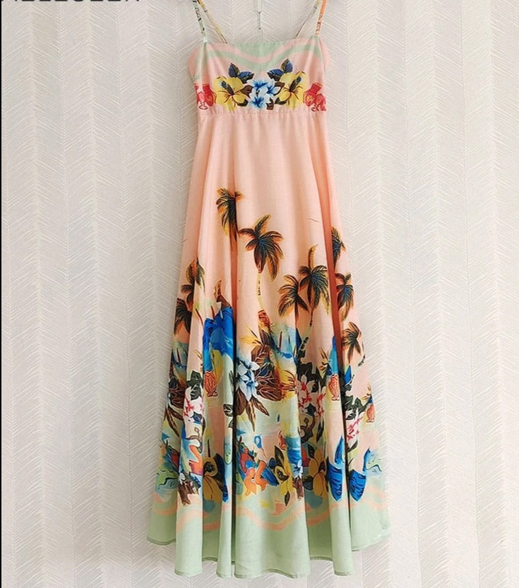 Designer Summer Dress: Stylish Spaghetti Strap Camisole for Vacation Vibes
