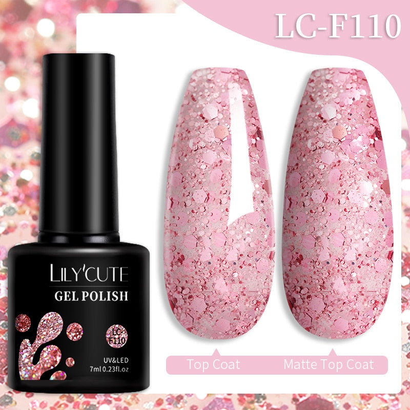 LILYCUTE 7ML Nail Gel Polish Glitter Sequins Gel