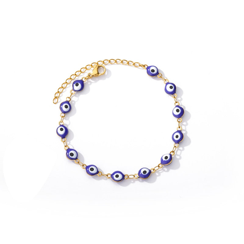 Luxury Evil Eye Bracelet: Stainless Steel Turkish Bangle for Women. 2023 Wedding Jewelry.