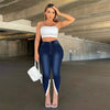Gray High-Waisted Pencil Pants: Stylish Streetwear Stretch Denim Jeans for Women