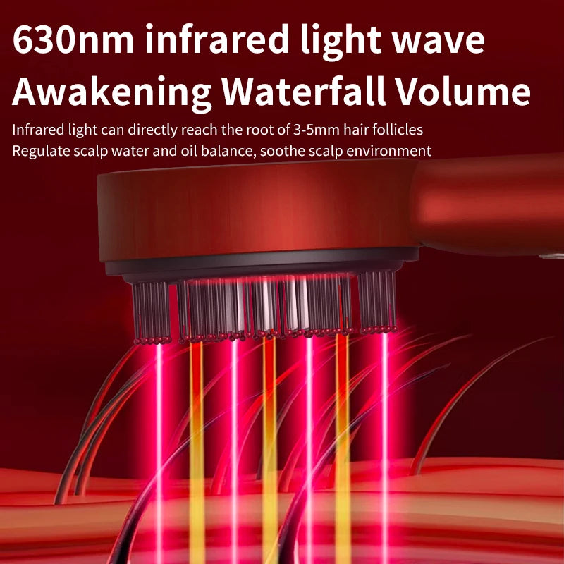 3 Modes Electric Vibration Massage Comb Red Light Hair Growth Massage Scalp Brush Oil Liquid Applicator Head Massager Anti Loss