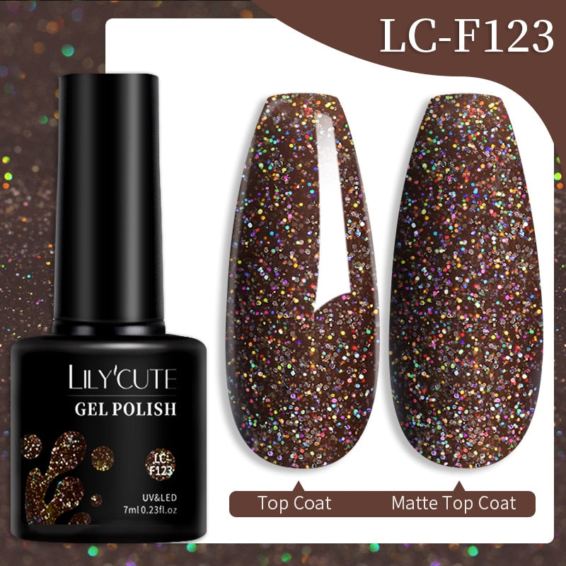 LILYCUTE 7ML Nail Gel Polish Glitter Sequins Gel