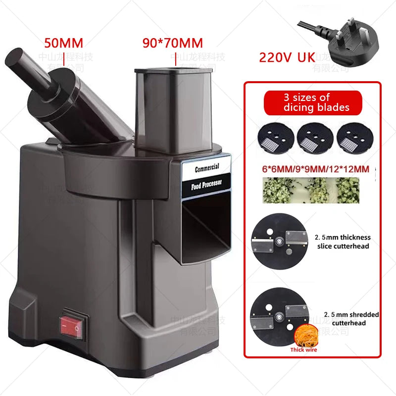 220V 3-in-1 Vegetable Cutter Dual Feeder Newly Upgraded Multi-functional Automatic Electric Dicing Slicing Shredding Vegetables