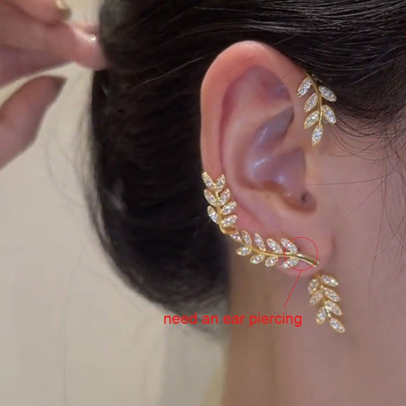 Silver plated metal butterfly earrings with sparkling zircon accents - non-pierced ear cuffs for women as fashionable jewelry