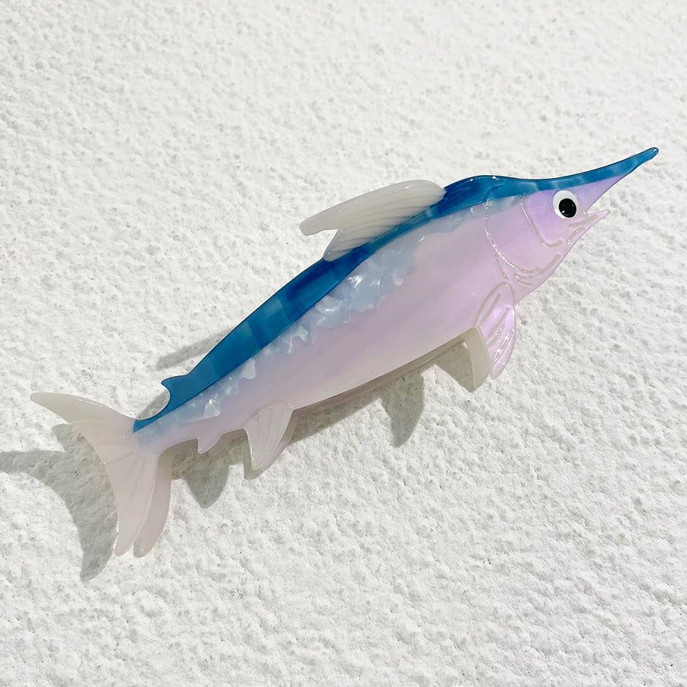 Creative Funny Acetate Tortoise Sturgeon Fish Shark Hairpin Oversize Marine Animal Barrettes Thick Hair Clip Claw Accessories