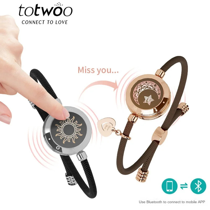 totwoo Long Distance touch Light up Vibrate Bracelets for Couples