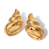 18K Gold Stainless Steel Three-dimensional Glossy Conch Earrings