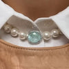 Pearl Oval Cut Aquamarine & White Sapphire Pendant Necklace