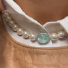 Pearl Oval Cut Aquamarine & White Sapphire Pendant Necklace