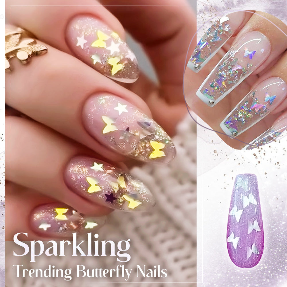 Sparkling Nail Art Glitter Butterflies Set