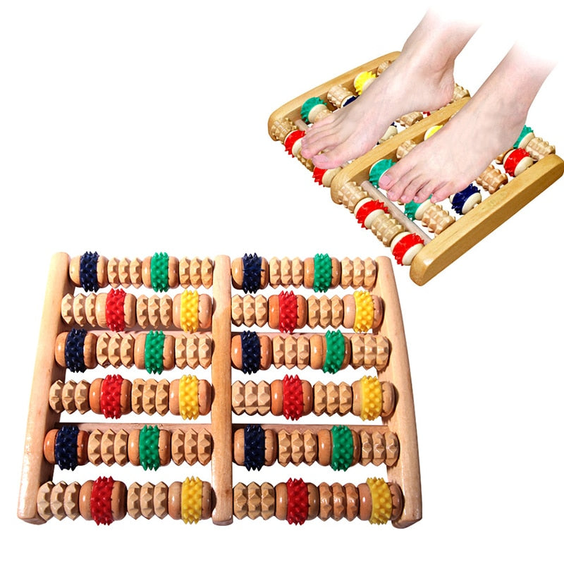 Wooden foot massage for therapy and relaxation
