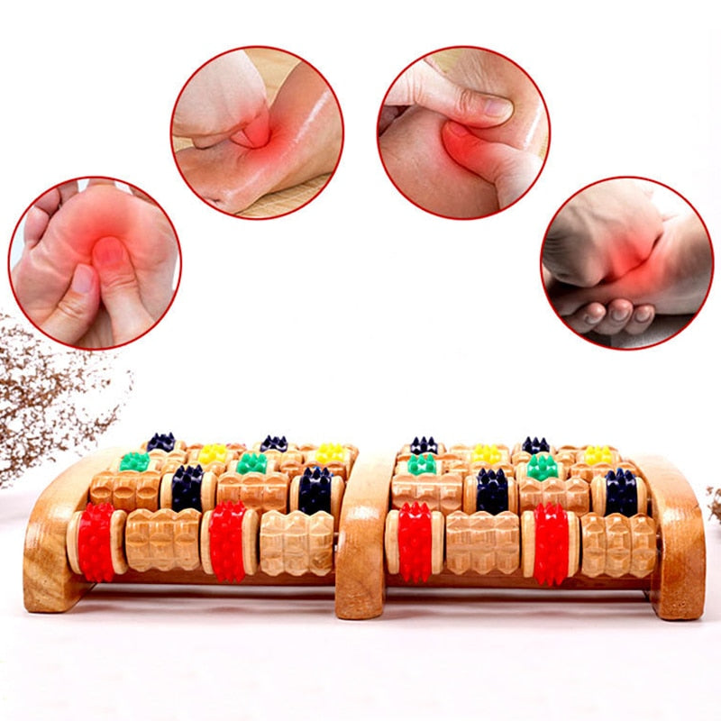 Wooden foot massage for therapy and relaxation