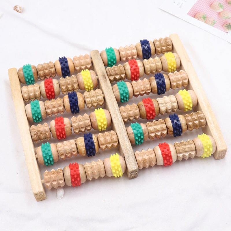 Wooden foot massage for therapy and relaxation