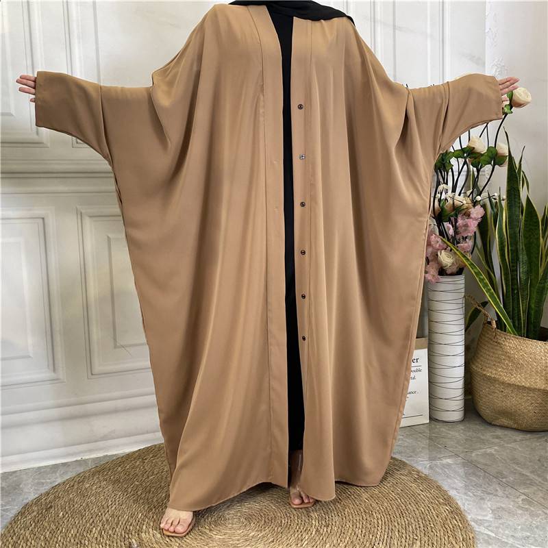 10 Color Options Muslim Women Nida Open Abaya Dress