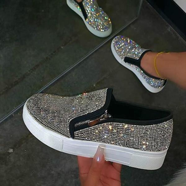 Susiecloths Sexy Zipper Round Toe Sneakers