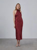 Load image into Gallery viewer, French Bow Halterneck Silk Maxi Dress