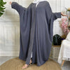 10 Color Options Muslim Women Nida Open Abaya Dress