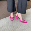 Hallie Pointed Toe Crystal Buckle Embellished Slingback High Heel Shoes
