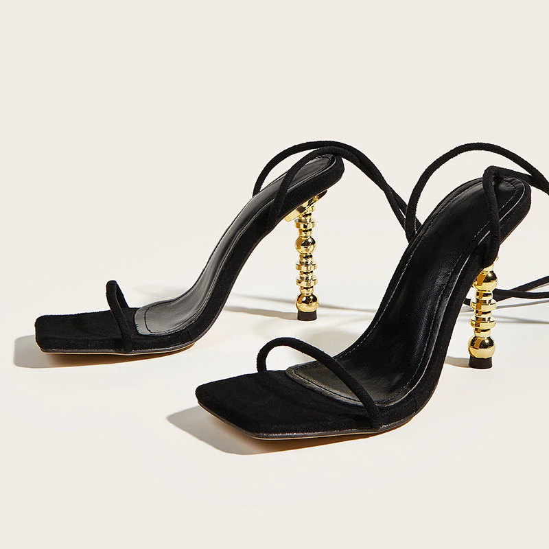 Sally Solid Lace Up High Heels