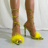 Load image into Gallery viewer, Nora Pointed Open Toe Fluffy Feather High Heel Sandal