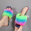 Rowan Peep Toe Fur Transparent High Heel Sandals
