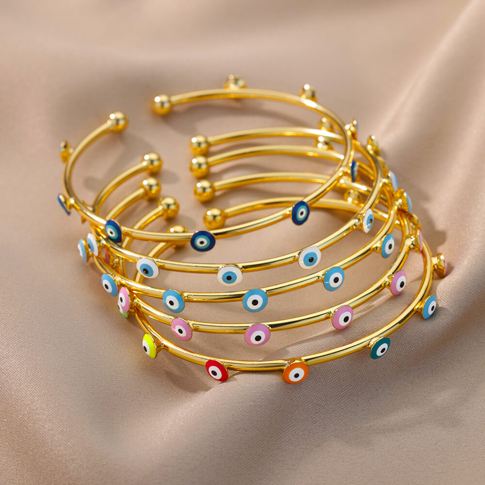 Luxury Evil Eye Bracelet: Stainless Steel Turkish Bangle for Women. 2023 Wedding Jewelry.