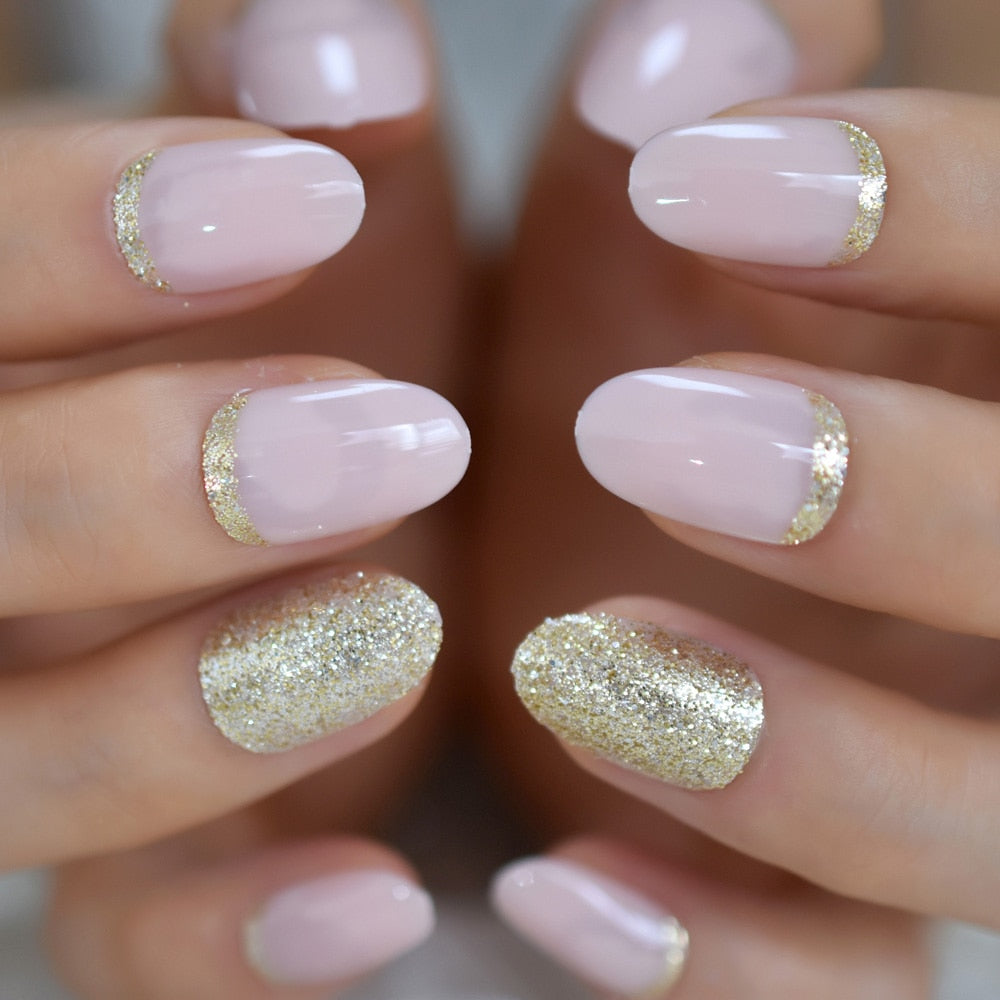 Radiant Reusable Medium Oval False Nails in Glossy Light Purple - Elevate Your Manicure Game