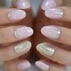Radiant Reusable Medium Oval False Nails in Glossy Light Purple - Elevate Your Manicure Game