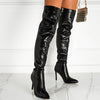 Anne Solid Zip Up Leather Stiletto Boots