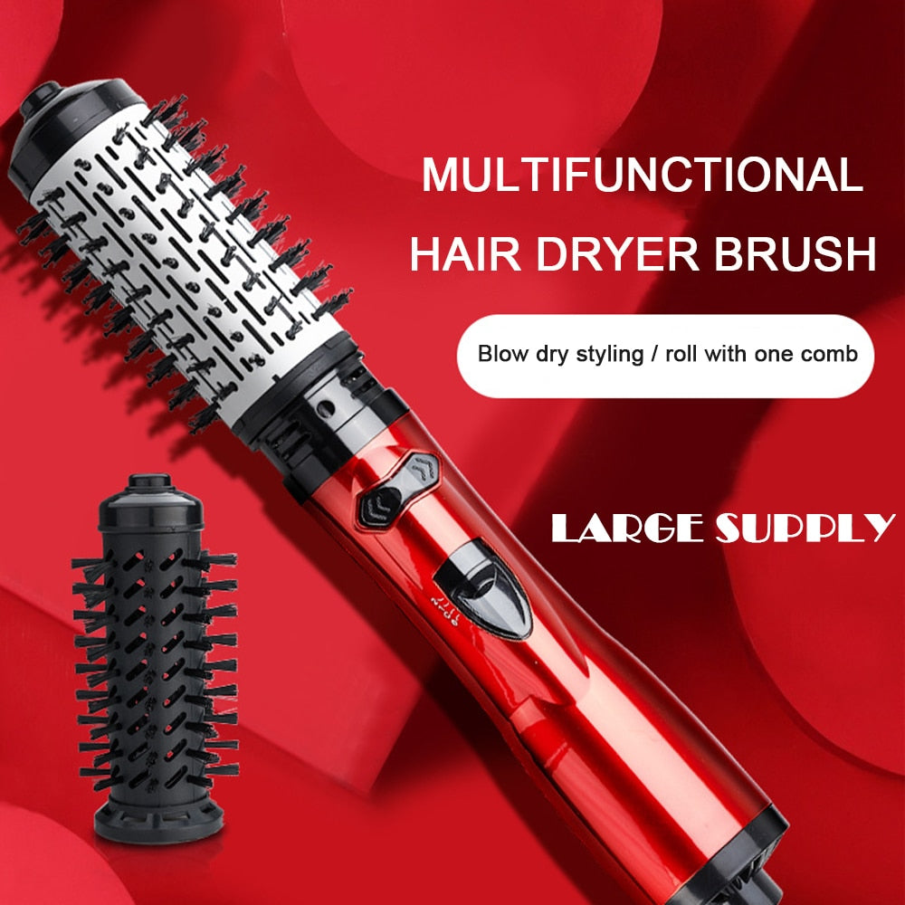 Get Salon-Quality Hair at Home with the 2-in-1 Rotating Hair Dryer Brush: Straighten, Curl, and Style with Ease