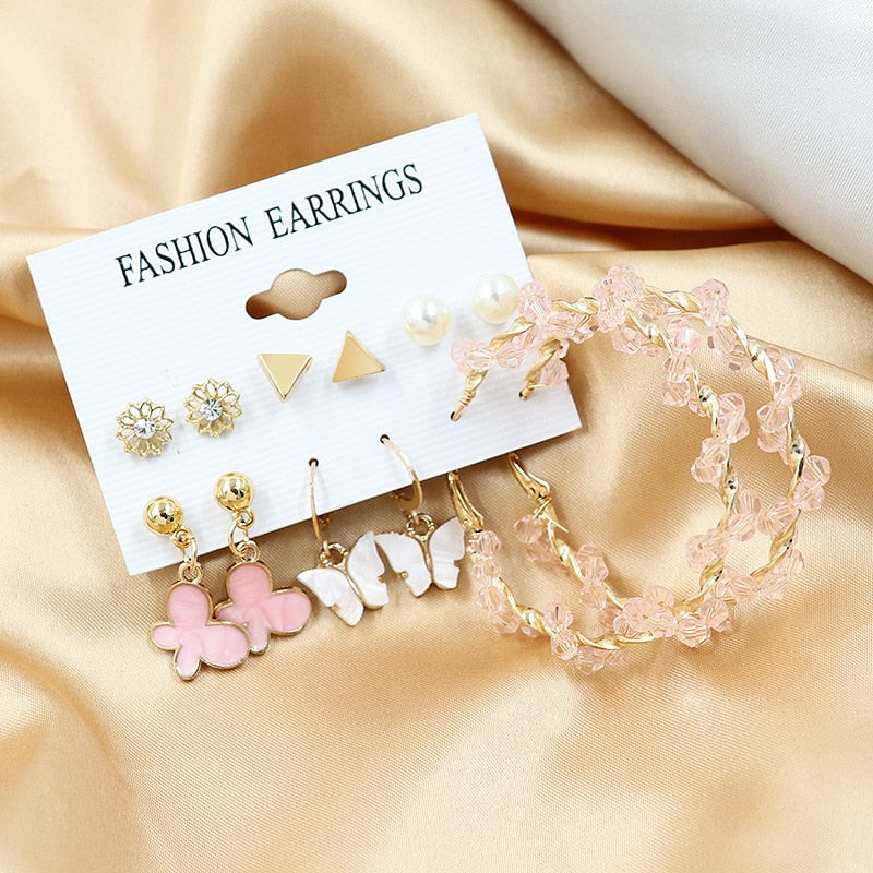 Fashionable butterfly hoop silver earrings for women and girls