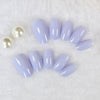 Radiant Reusable Medium Oval False Nails in Glossy Light Purple - Elevate Your Manicure Game