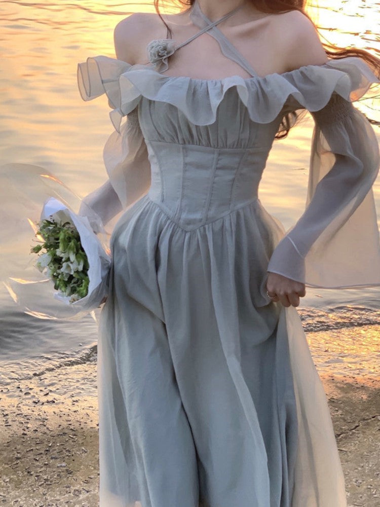 2023 Women's Elegant Ruffle High Waist Long Dress