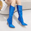 Load image into Gallery viewer, Ellie Solid PU Leather Stiletto Boots