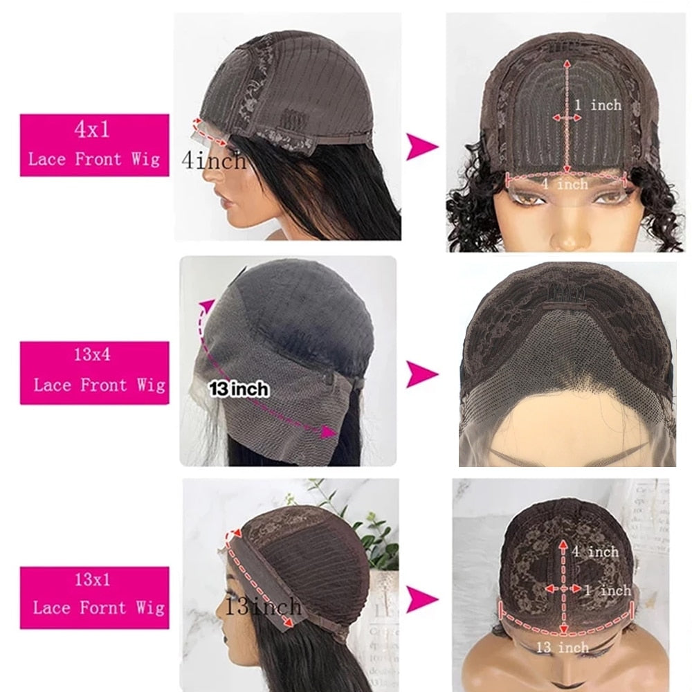 Body Wave Lace Front Wig with Bangs for Women - 180% Density, Natural Black, Glueless, Water Wave Style