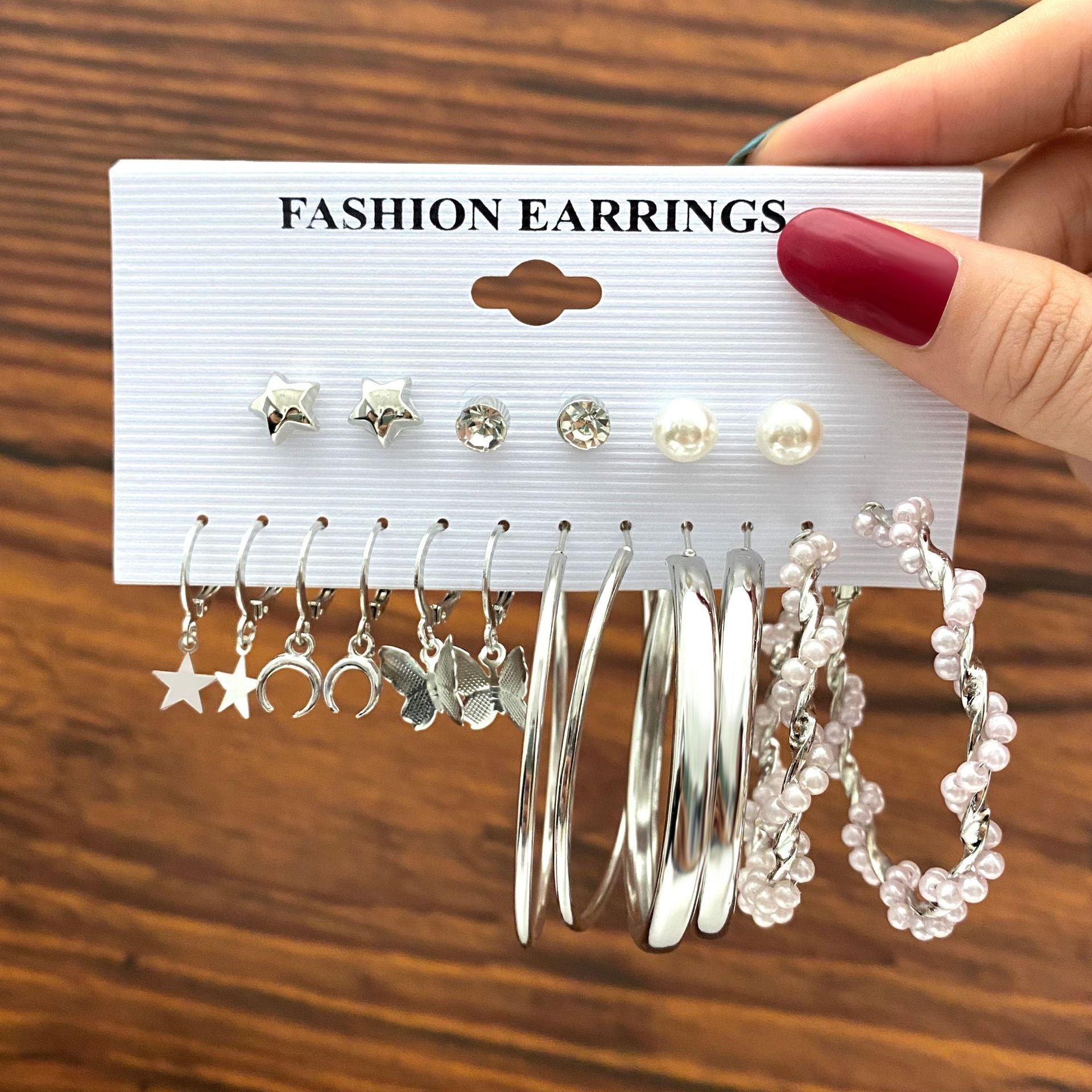 Fashionable butterfly hoop silver earrings for women and girls