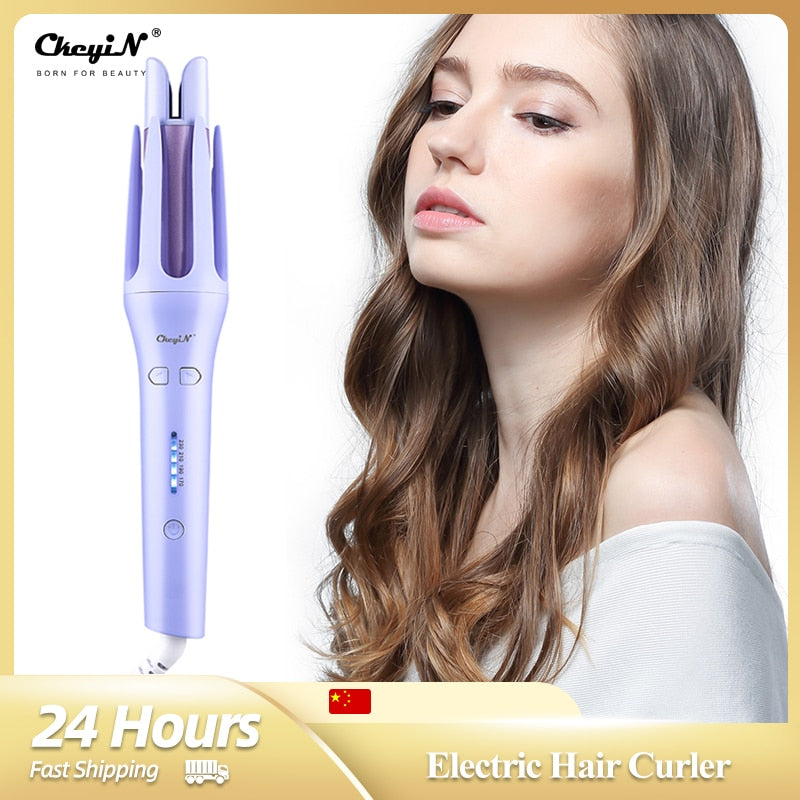 CkeyiN 32mm Automatic Hair Curler for Women Tourmaline Ceramic Curling Iron Rotating Roller Auto Rotary Fast Heating Styling