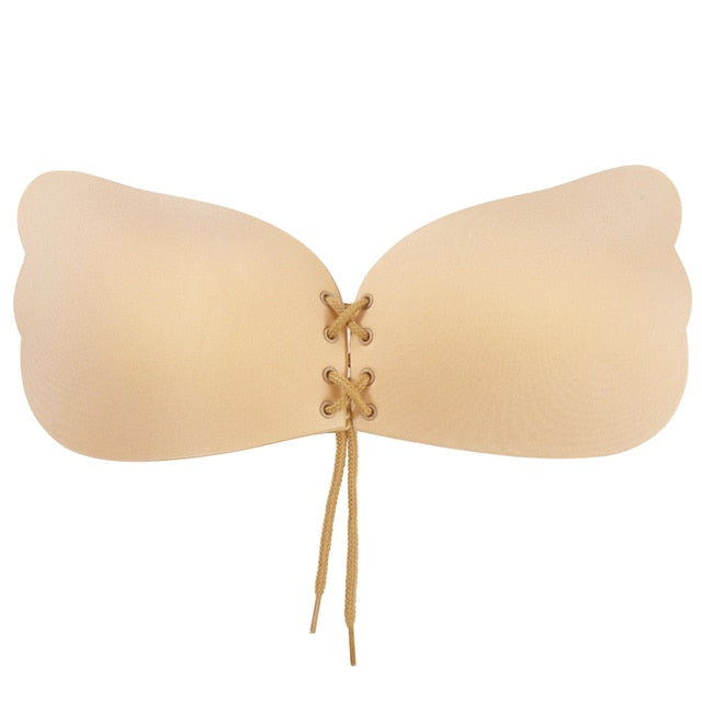 Silicone adhesive strapless bra for women